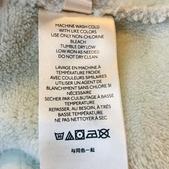 ANTHROPOLOGIE Janey Gray/Blue Neon Yellow Teddy Fuzzy Pullover Fleece Large - Picture 11 of 14